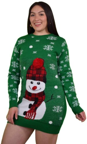 Blusón Navideño de Muñeco de Nieve con Luz en la Nariz.