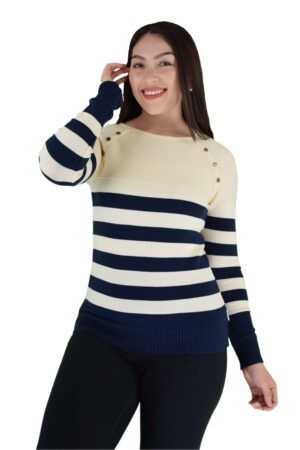 Blusa Ajustada de rayas con Mangas Largas