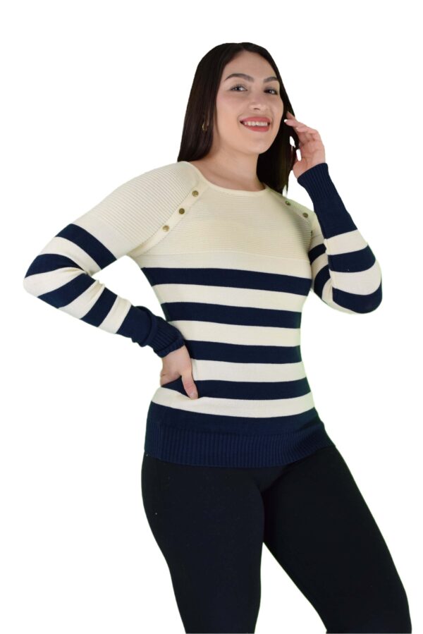 Blusa Ajustada de rayas con Mangas Largas