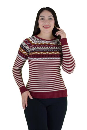 Blusa de Rayas Multicolor con Mangas Largas