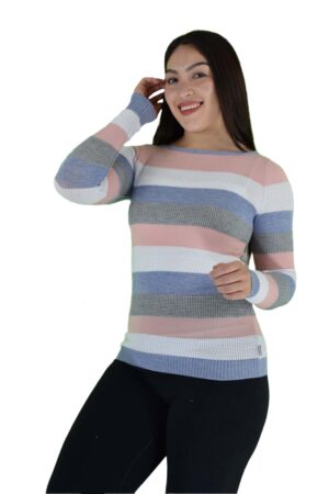 Blusa de Rayas Multicolor con Mangas Largas