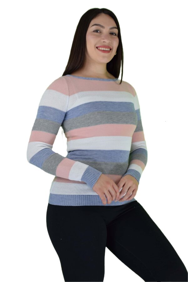 DSC_0174_2 Blusa de Rayas Multicolor con Mangas Largas